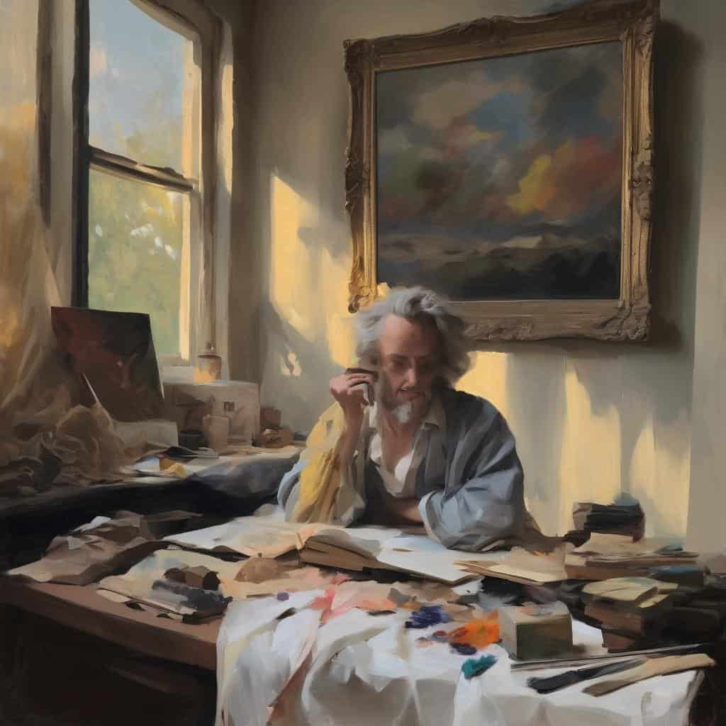 Ζηλεύουσα άποψη στον χώρο εργασίας με μεγάλη ποικιλία σε έργα τέχνης και αναλύσεις.