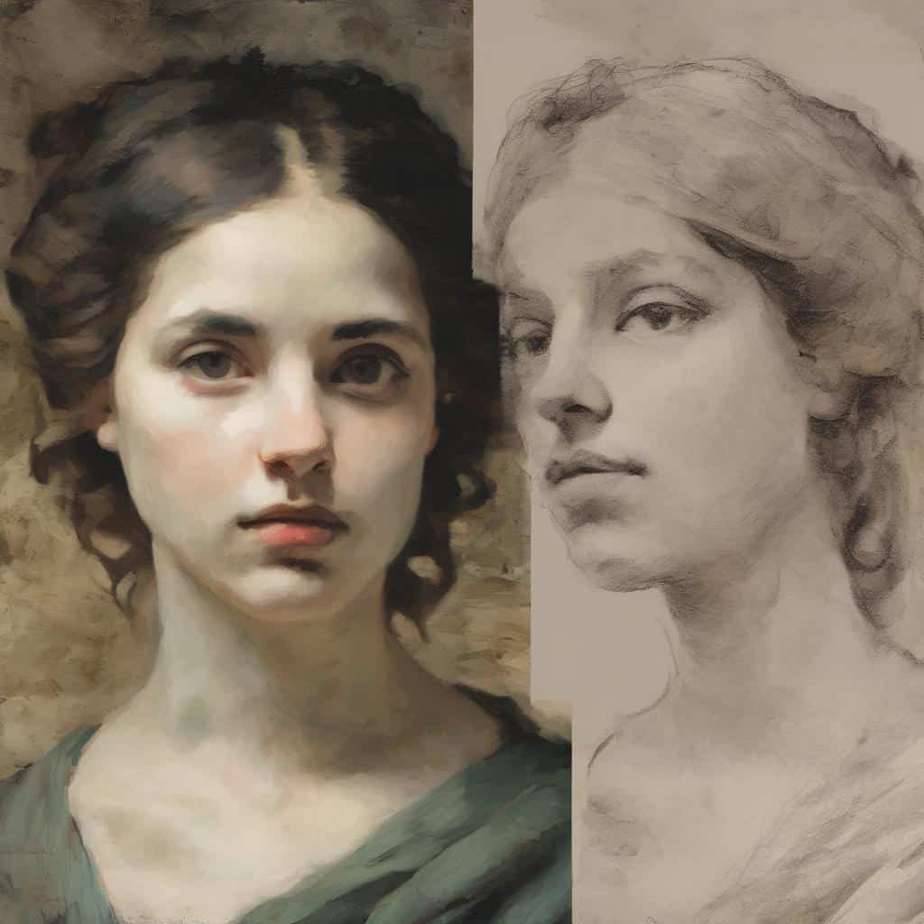 Εξέλιξη και ανάλυση έργων τέχνης με πορτραίτα γυναίκας, μελετήσεις και αποκαλύψεις σε σύγχρονες και κλασικές δημιουργίες.